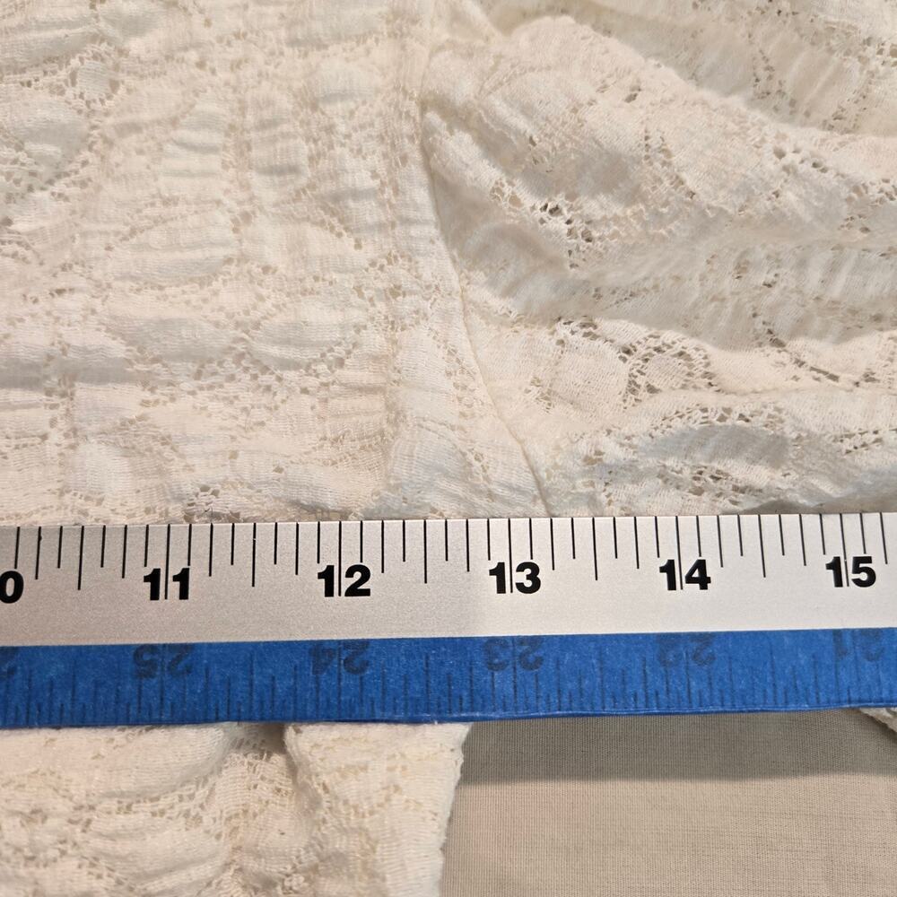 Free People Jasmine Tea Time Long Puff Lace Sleeve Top Open Back Sz S Romantic - Picture 6 of 13